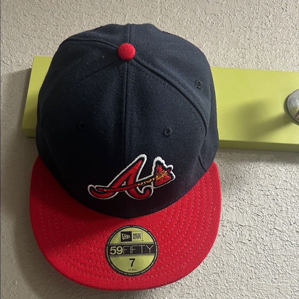 New Era Navy and Red Atlanta Braves Fitted Cap